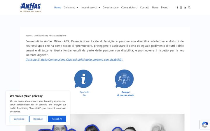 Kuvakaappaus sivustosta anffasmilano.it