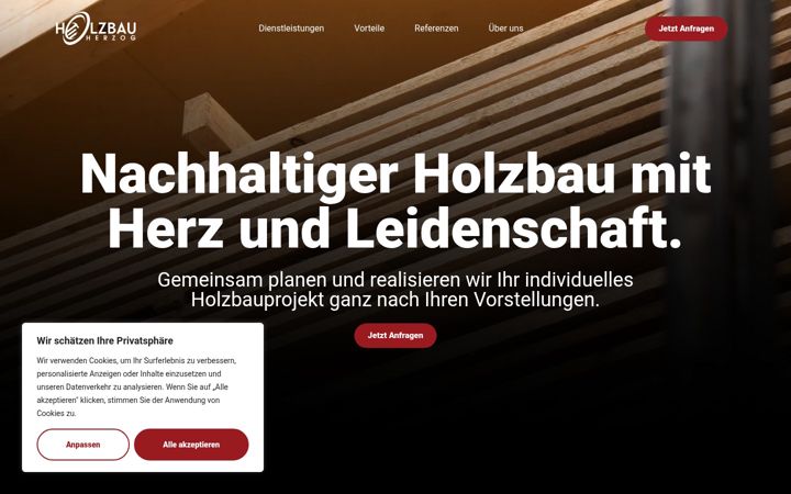 Screenshot of anfrage-holzbau-herzog.at