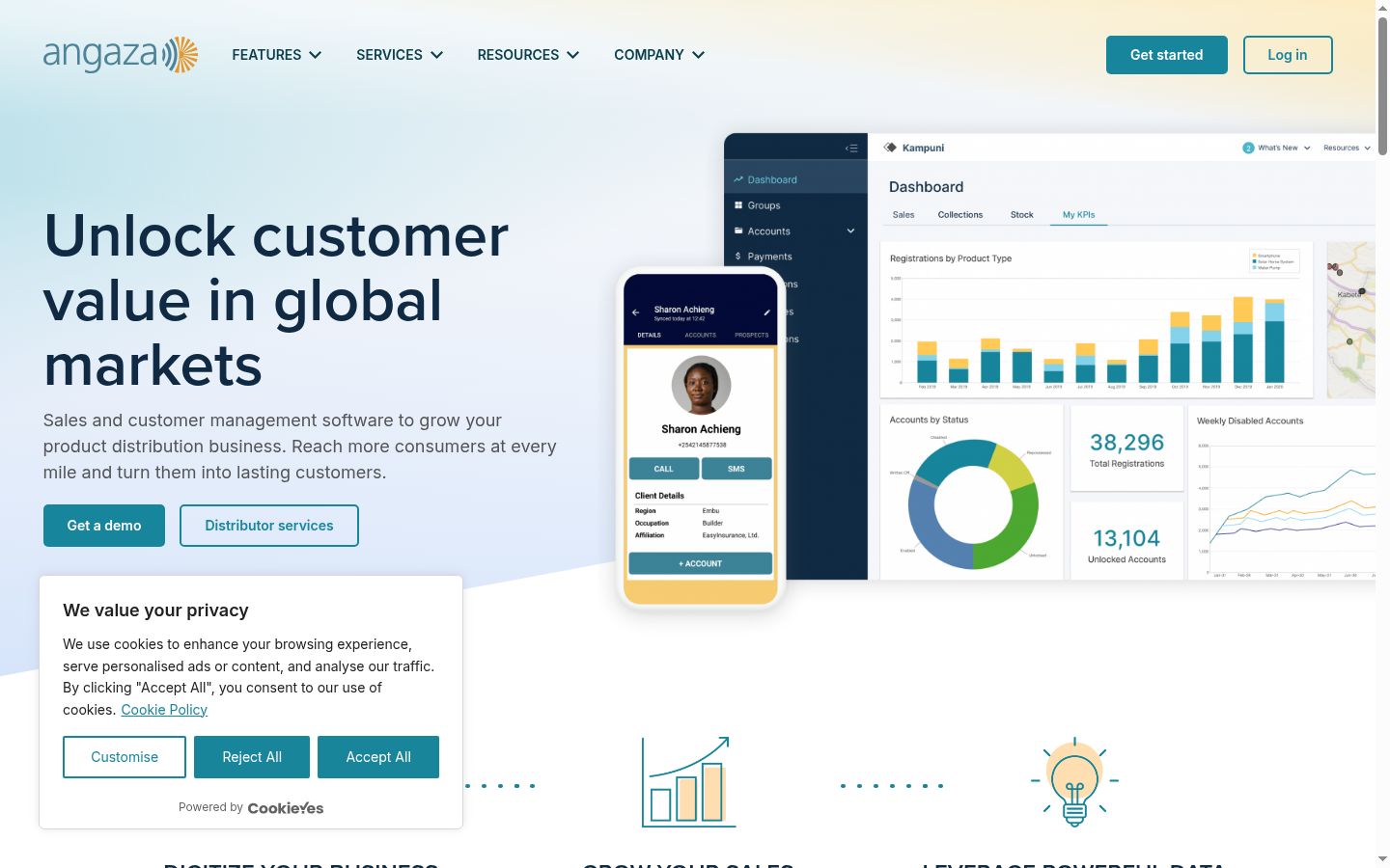 Screenshot del banner di consenso mostrato prima di qualsiasi interazione