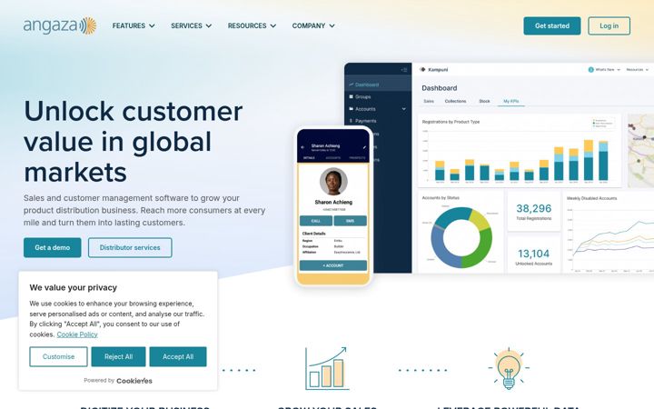Screenshot of angaza.com