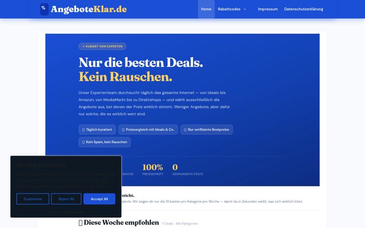 Screenshot of angeboteklar.de