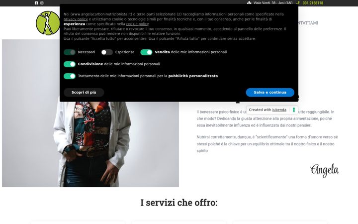 Screenshot του angelacarboninutrizionista.it