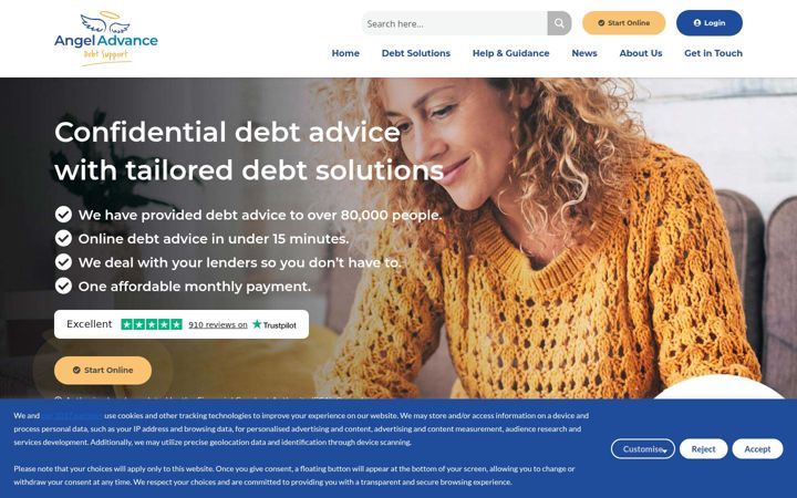 Screenshot of angeladvance.co.uk