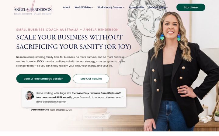 Screenshot of angelahenderson.com.au