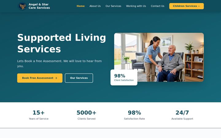 Screenshot of angelandstarcareservices.com