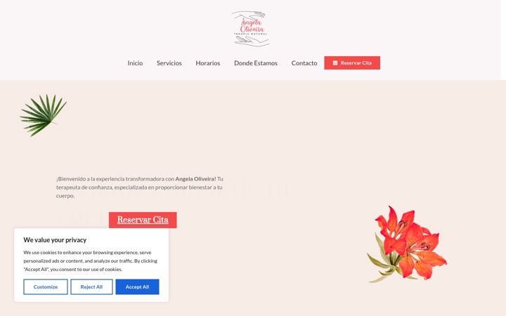 Screenshot of angelaterapianatural.com