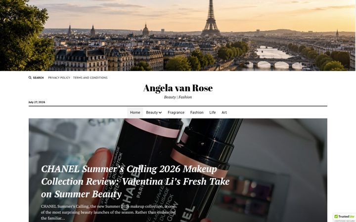 Screenshot of angelavanrose.com