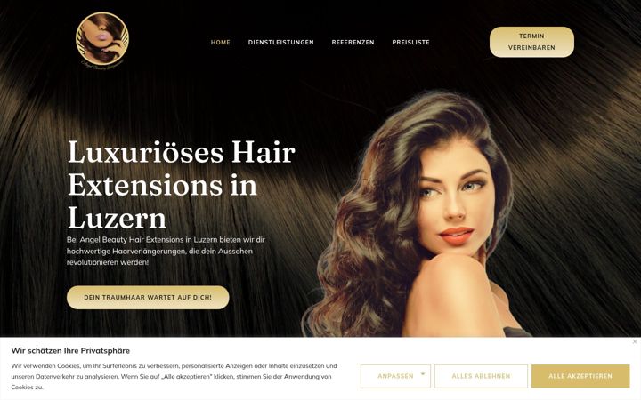 Screenshot of angelbeautyextensions.ch