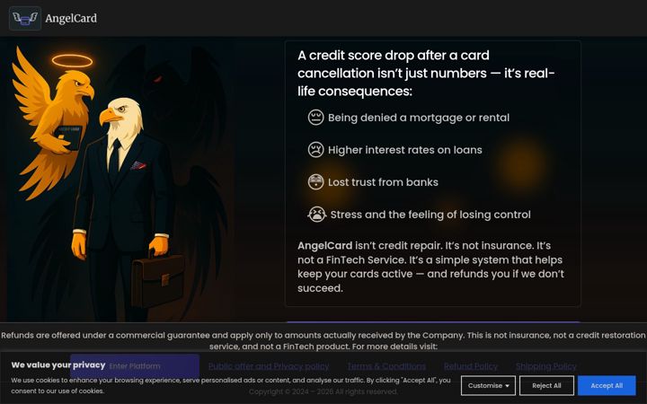 Screenshot of angelcard.us