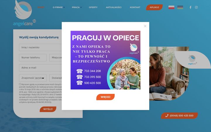 Snímek obrazovky angelcare24.eu