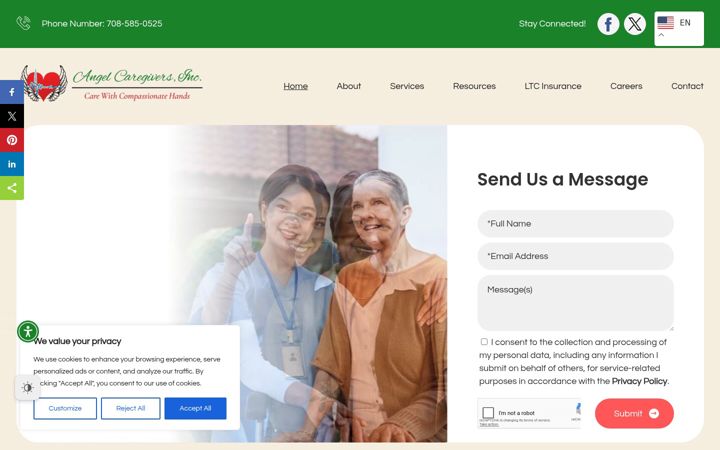 Screenshot of angelcaregiversinc.com