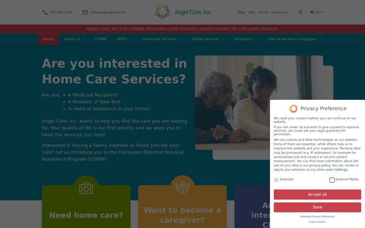 Screenshot of angelcareny.com