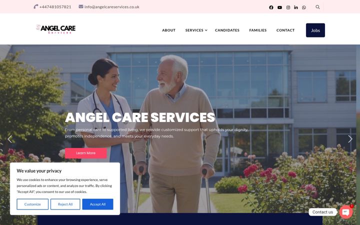 Képernyőkép: angelcareservices.co.uk