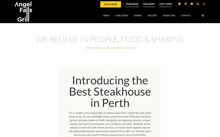 Snímek obrazovky angelfallsgrill.com.au