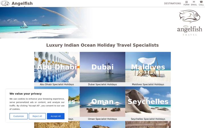 Screenshot of angelfish.travel