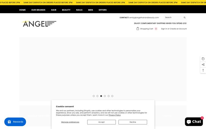 Screenshot of angelhairandbeauty.com