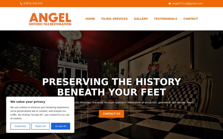 Screenshot of angelhistorictilerestoration.com