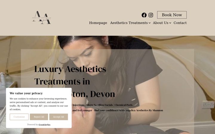 Screenshot ta' angelica-aesthetics.co.uk