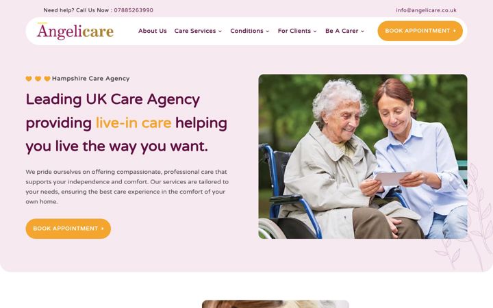 Screenshot ta' angelicare.co.uk