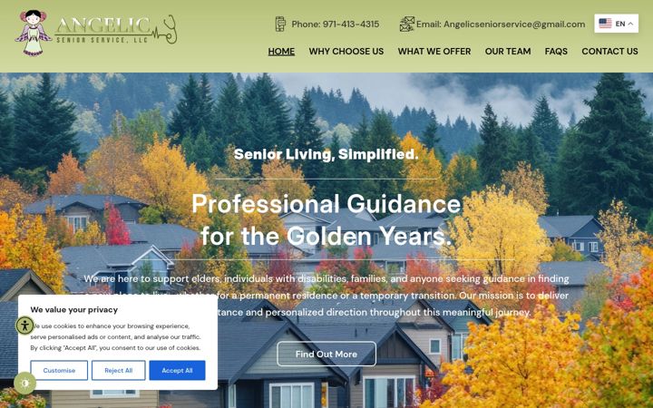 Screenshot of angelicseniorservice.com