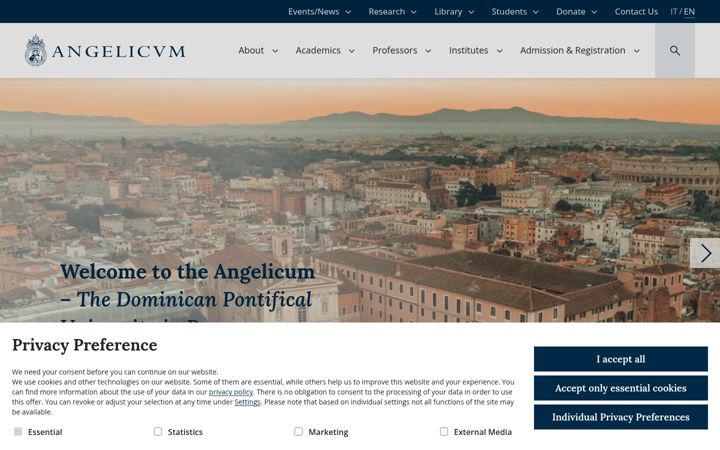 Screenshot of angelicum.it