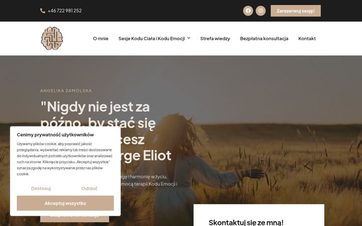Screenshot of angelikazamolska.com