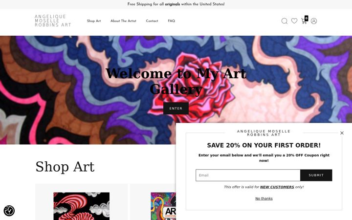 Screenshot of angeliquemoselleart.com