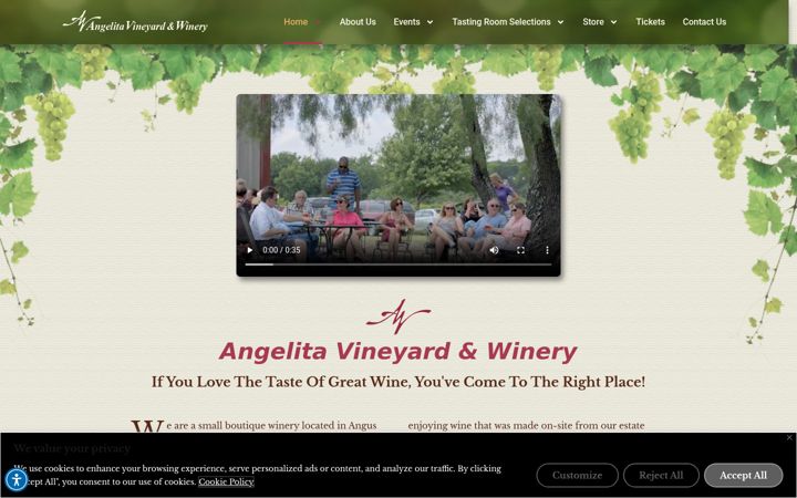 Zrzut ekranu angelitavineyard.com