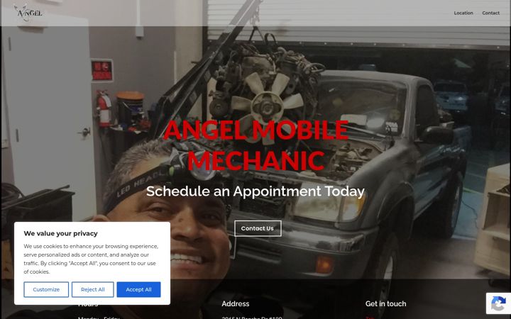 Snímek obrazovky angelmobilemechanic.com