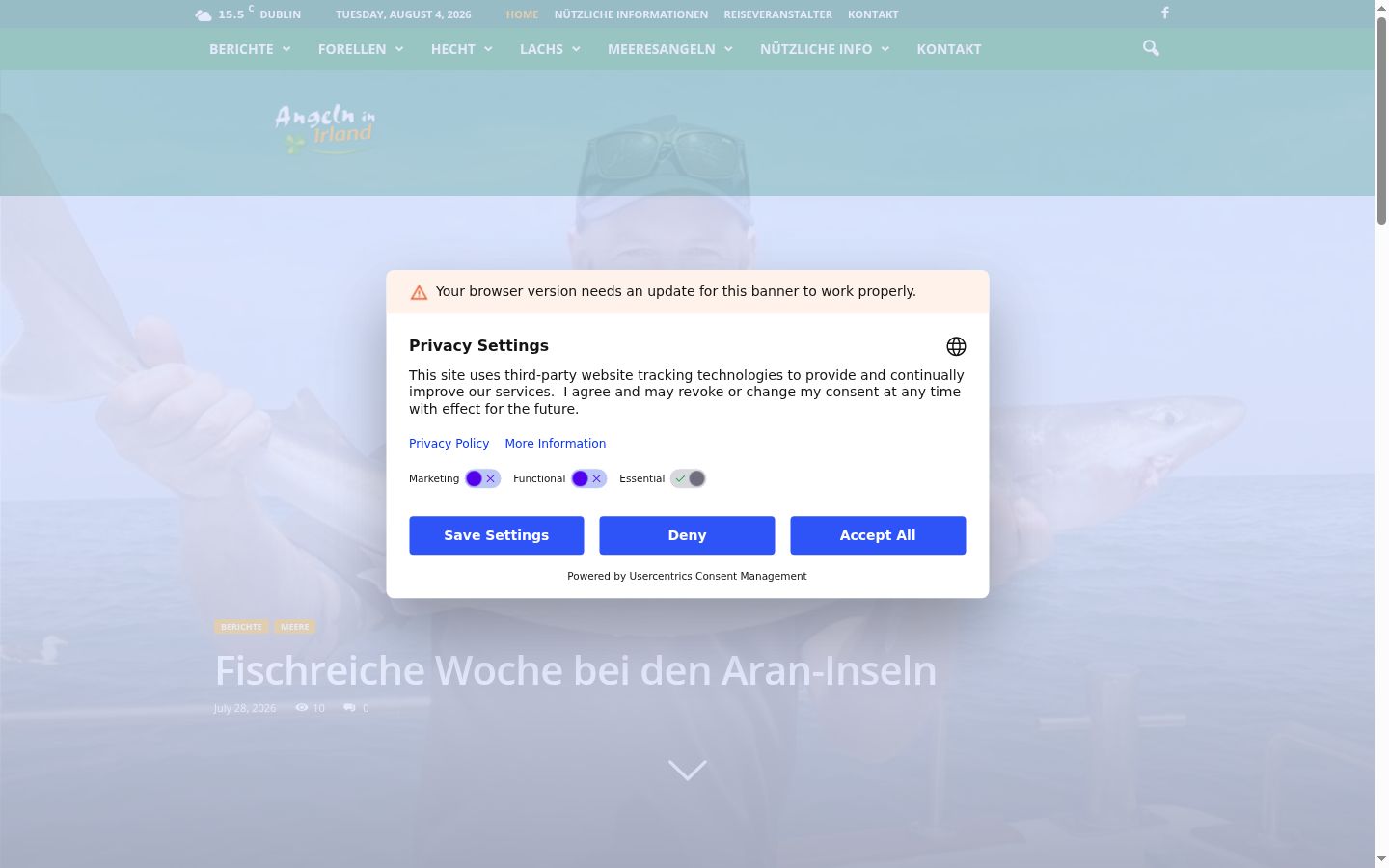 Screenshot van de toestemmingsbanner zoals getoond vóór enige interactie