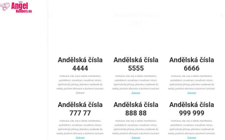 Snímek obrazovky angelnumbers.eu