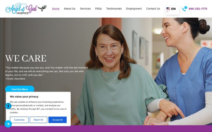 Screenshot του angelofgodhospice.org