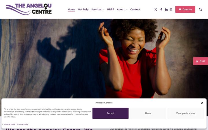 Screenshot of angelou-centre.org.uk