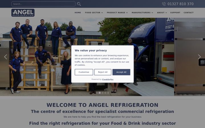 Screenshot of angelrefrigeration.co.uk