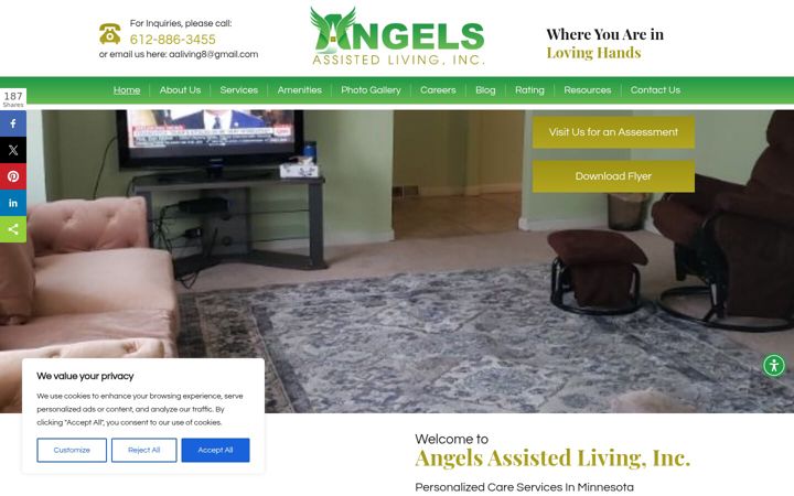 Screenshot of angelsassistedlivinginc.com