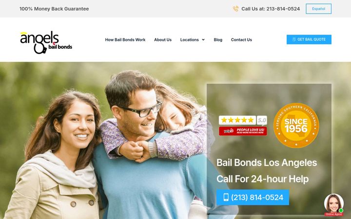 Screenshot of angelsbailbonds.com