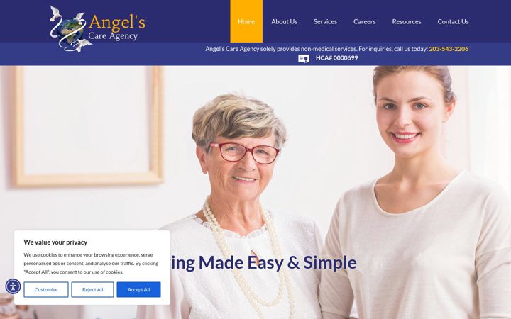 Screenshot of angelscareagency.net