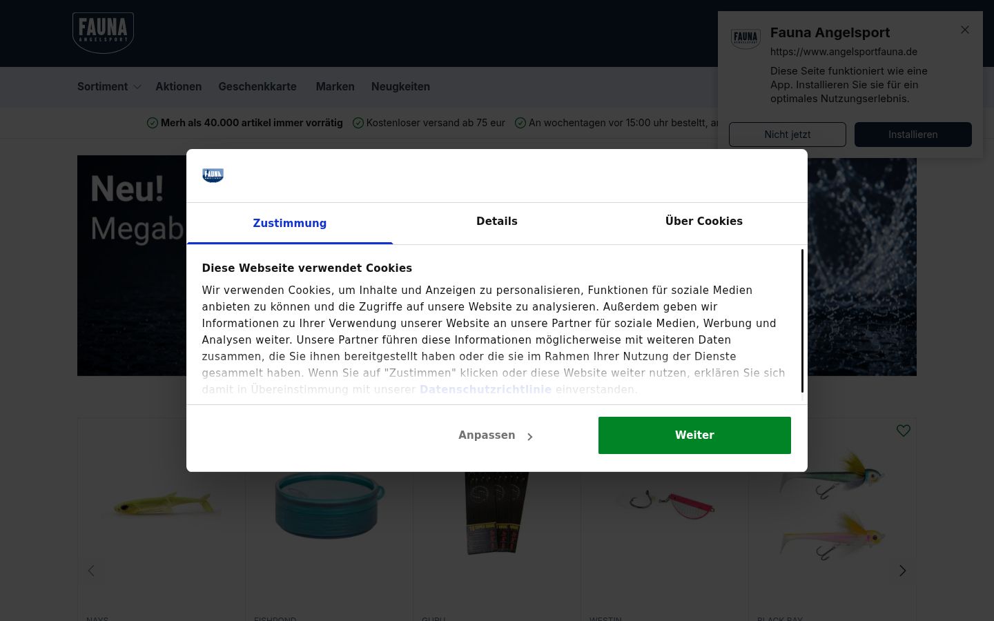 Screenshot van de toestemmingsbanner zoals getoond vóór enige interactie