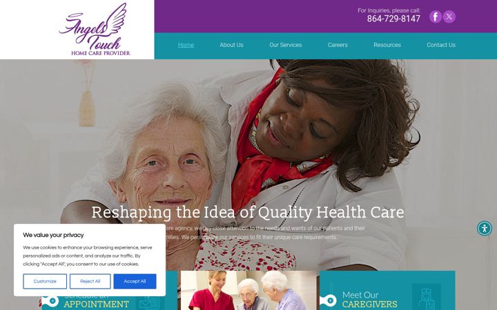 Screenshot of angelstouchhomecare.net