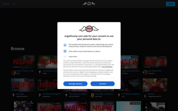 Screenshot of angelthump.com
