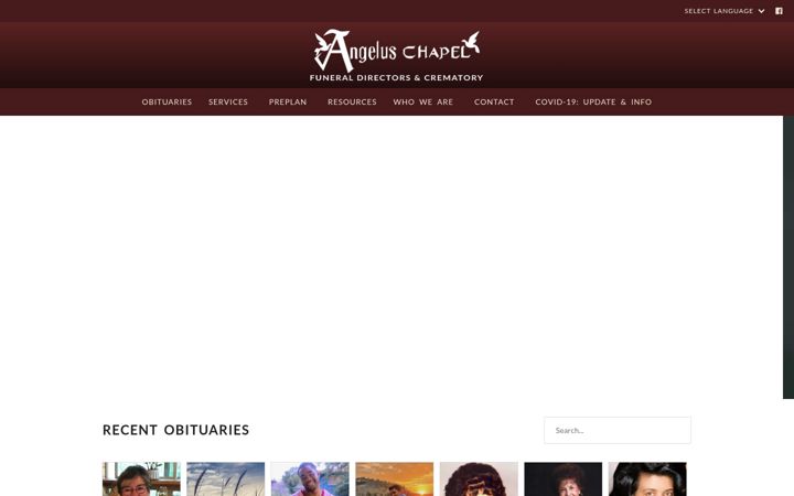 Screenshot of angelusfuneraldirectors.com