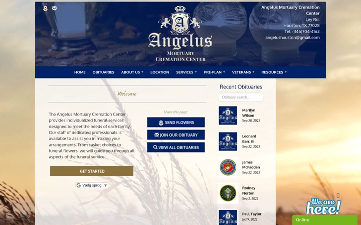 Screenshot of angelusmortuary.com