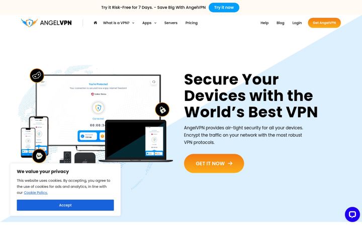Screenshot of angelvpn.com