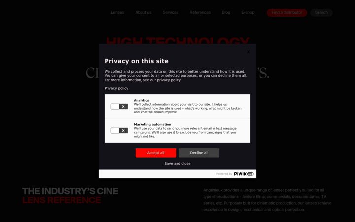 Screenshot of angenieux.com