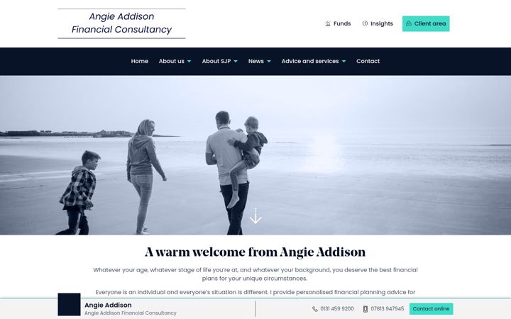 Ekrano kopija angieaddisonfinancial.co.uk