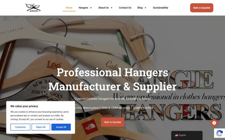 Screenshot of angiehanger.com