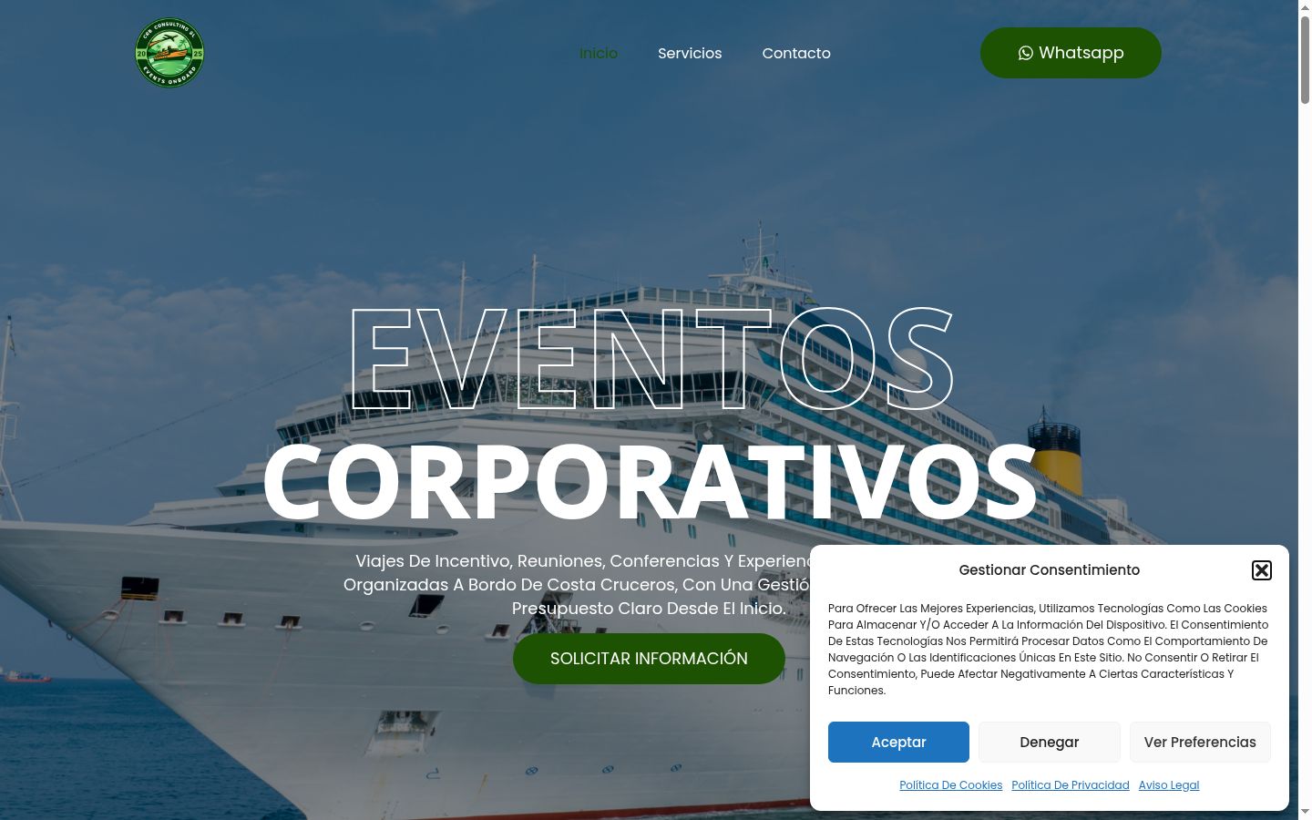 Screenshot del banner di consenso mostrato prima di qualsiasi interazione