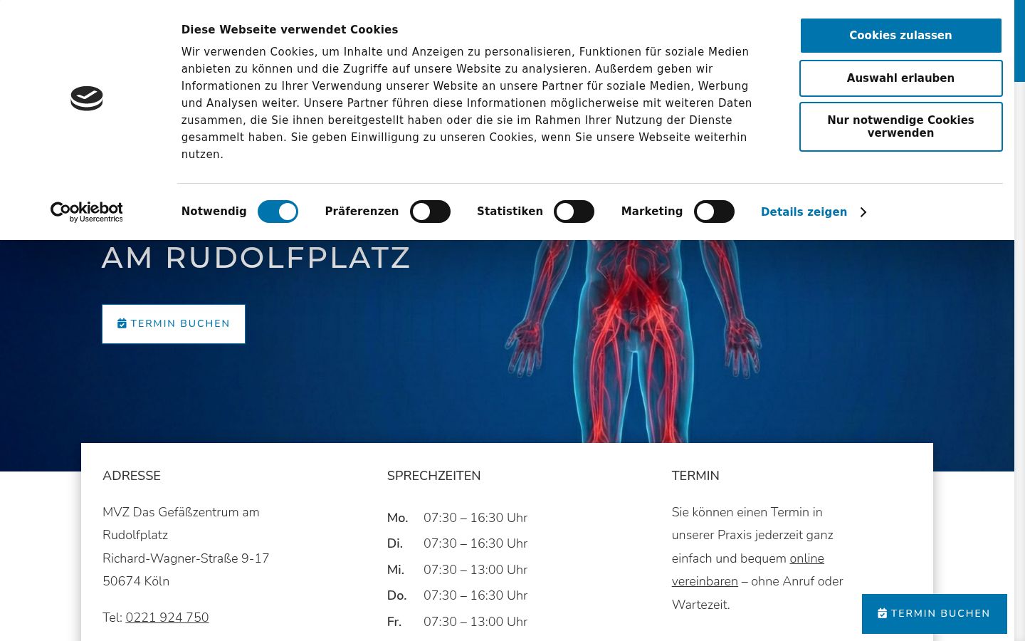 Captura de pantalla del banner de consentimiento mostrado antes de cualquier interacción