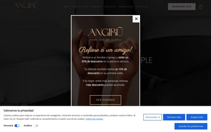 Screenshot of angirubeauty.com