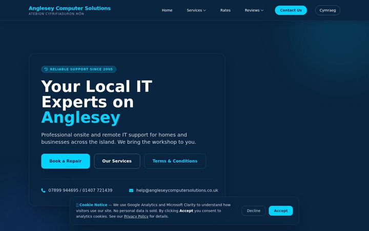 Screenshot of angleseycomputersolutions.co.uk